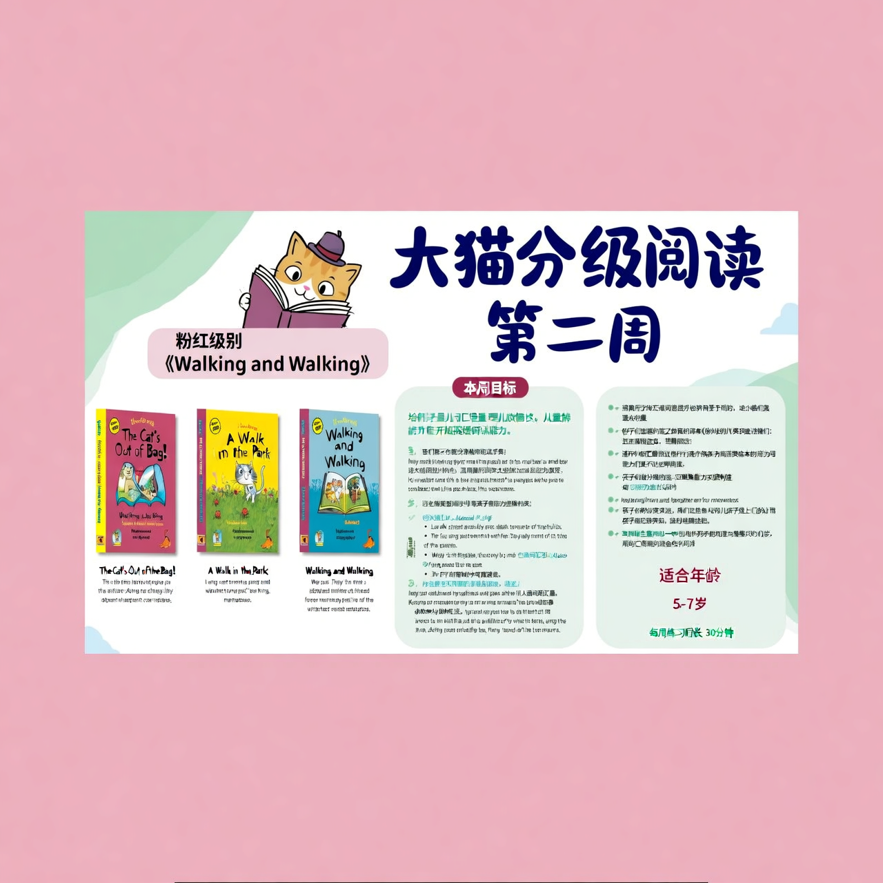 大猫分级阅读第2周：粉红级别《Walking and Walking》