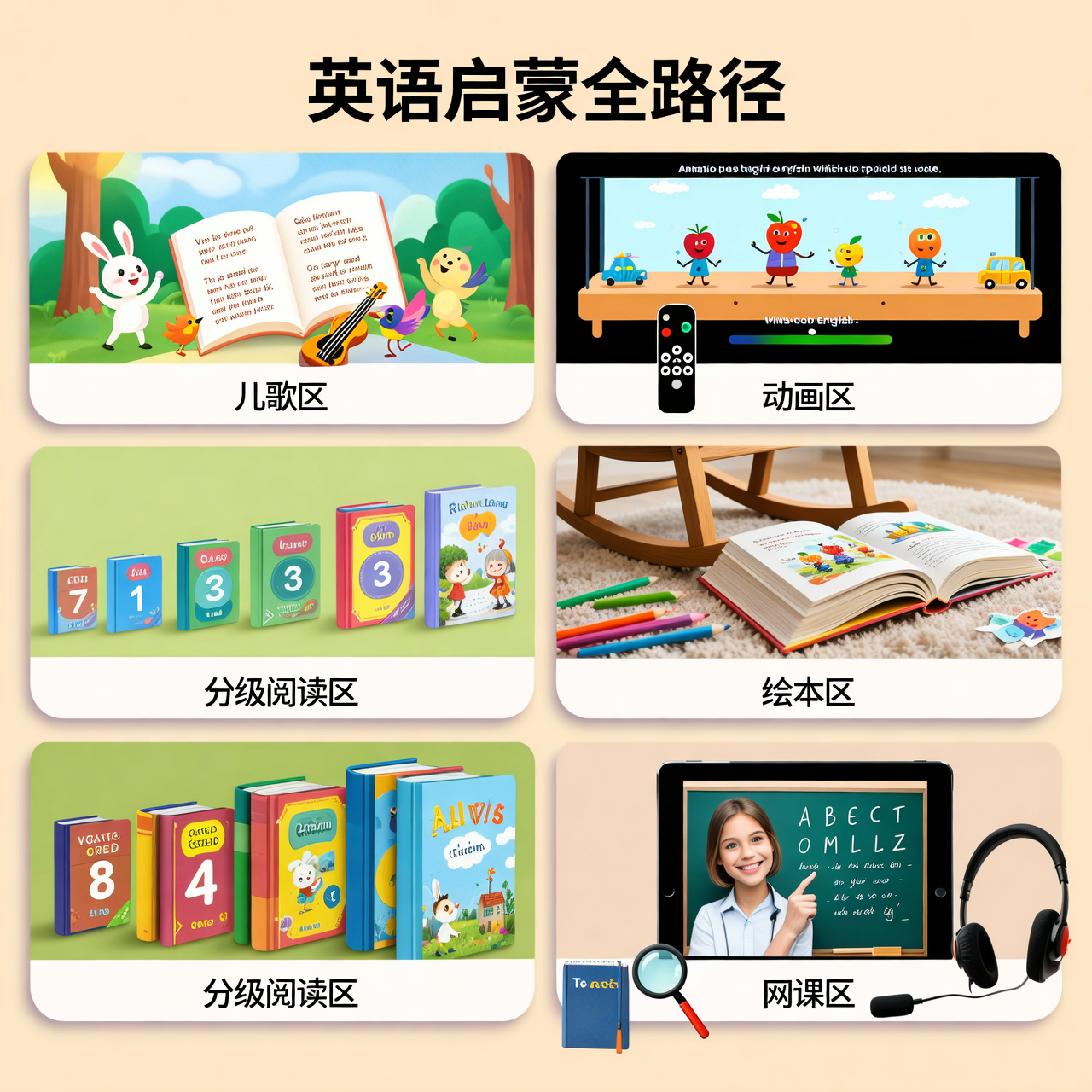 儿歌、动画、绘本、分级阅读、网课：英语启蒙全路径