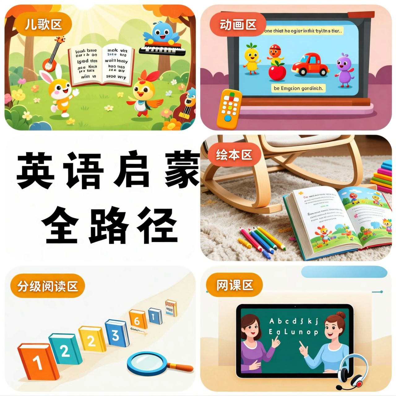 儿歌、动画、绘本、分级阅读、网课：英语启蒙全路径